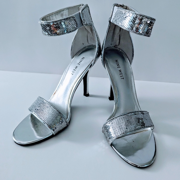Nine West Shoes - Nine West sequined ankle cuff heeled sandal - Size 6M